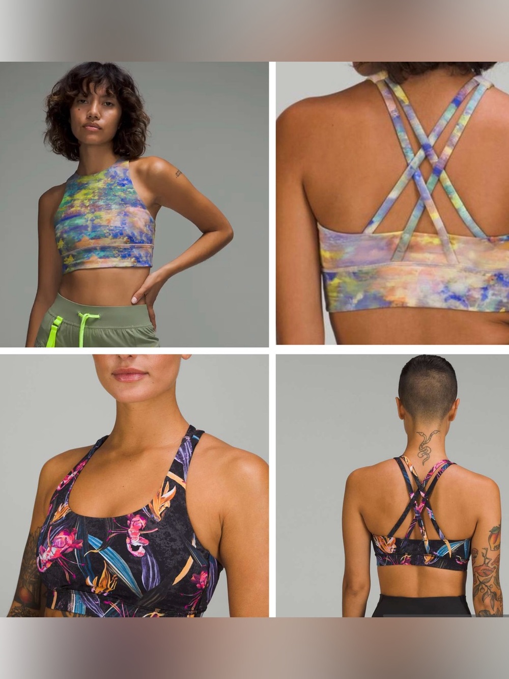 2 Lululemon Energy Bras: Altered Nature Multi AND Black Veiled Floral